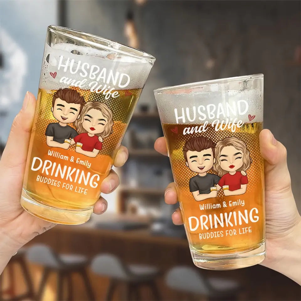 Nous buvons ensemble et restons pour toujours - Verre à bière personnalisé pour couple - Cadeau pour mari et femme, anniversaire