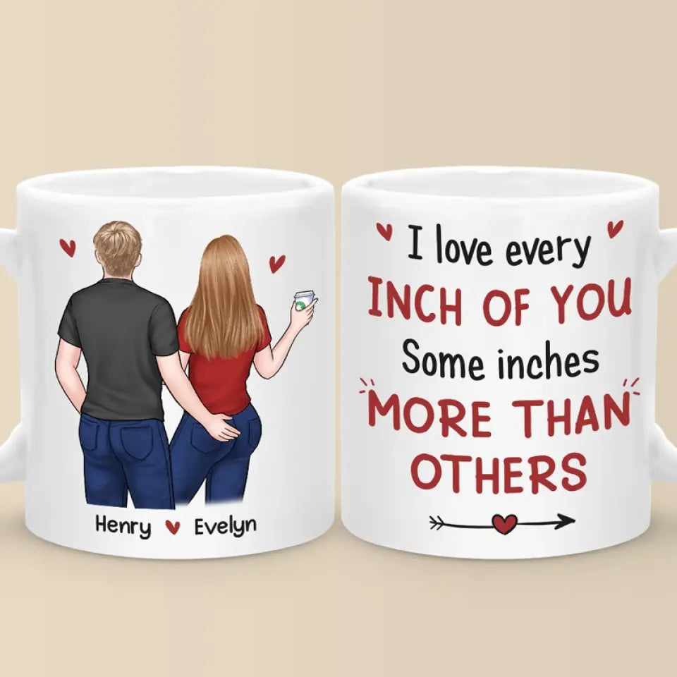 J'aime chaque centimètre de toi - Tasse personnalisée pour couple - Cadeau pour mari et femme, anniversaire