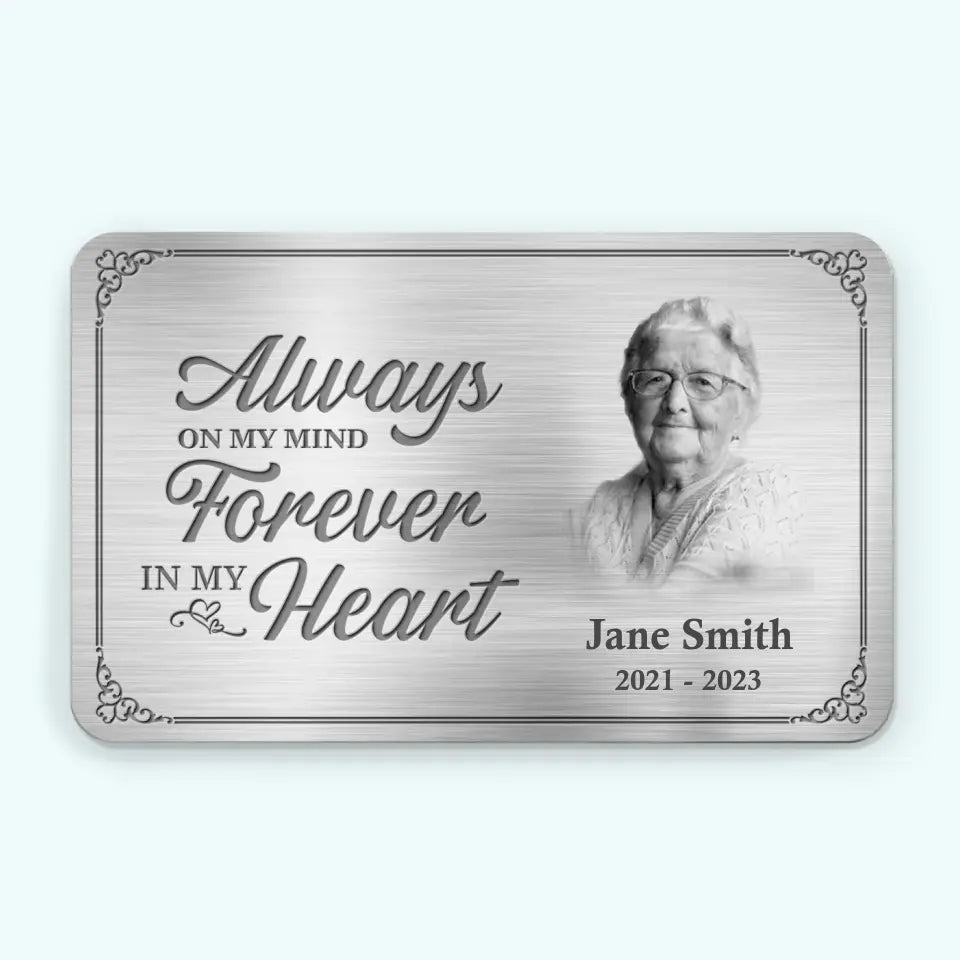 Photo personnalisée Je te porterai avec moi jusqu'à ce que je te revoie - Carte portefeuille personnalisée en aluminium commémorative - Nouveauté, cadeau de condoléances pour les membres de la famille AMZ