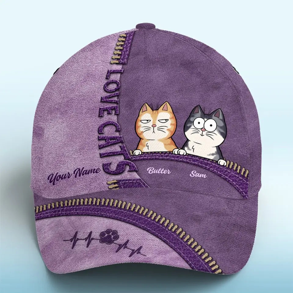 Heureux d'être emporté partout avec vous - Chapeau personnalisé pour chat, casquette classique à imprimé intégral - Cadeau pour propriétaires d'animaux et amoureux des animaux