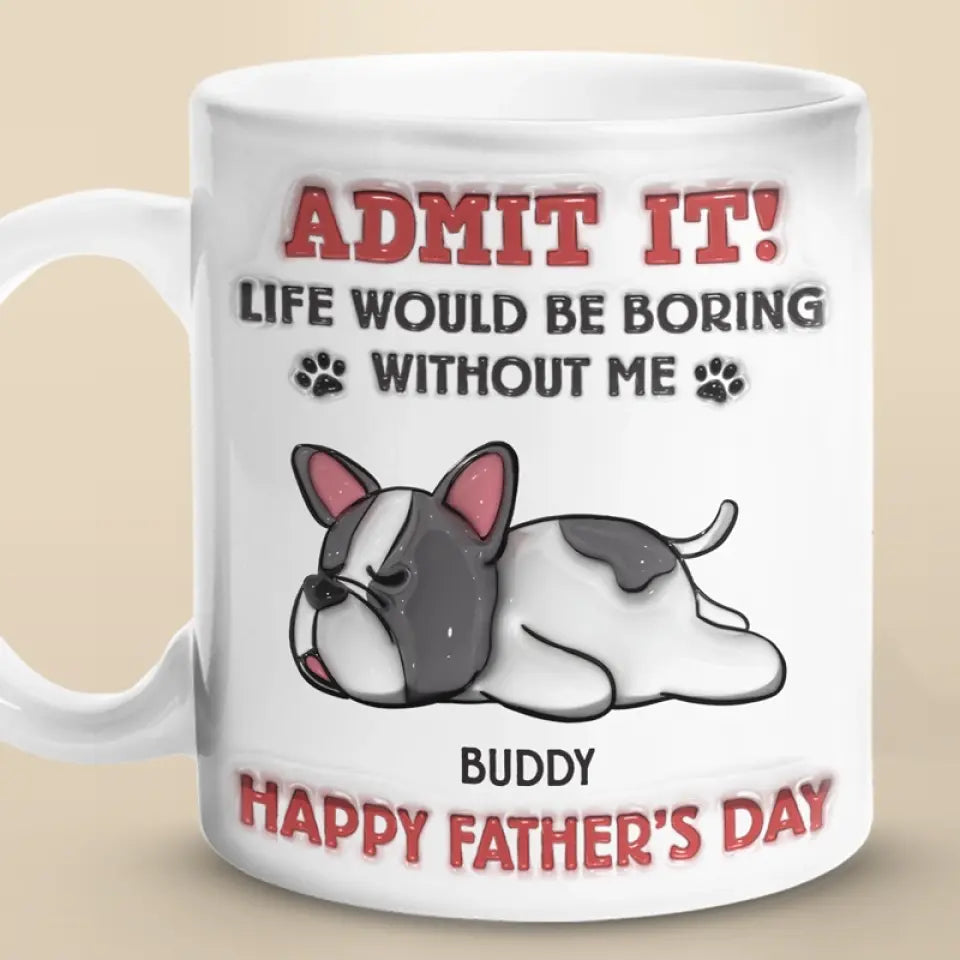 Bravo au meilleur papa chien du monde ! Mug personnalisé avec effet gonflable 3D, imprimé chien ! Cadeau pour les propriétaires et les amoureux des animaux.