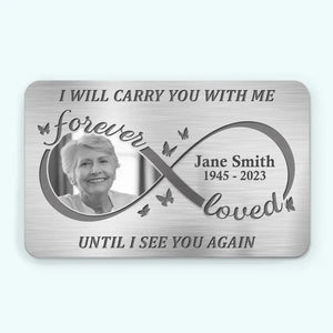 Photo personnalisée Toujours dans mon esprit Pour toujours dans mon cœur - Carte portefeuille personnalisée en aluminium commémorative - Nouveauté, cadeau de condoléances pour les membres de la famille AMZ