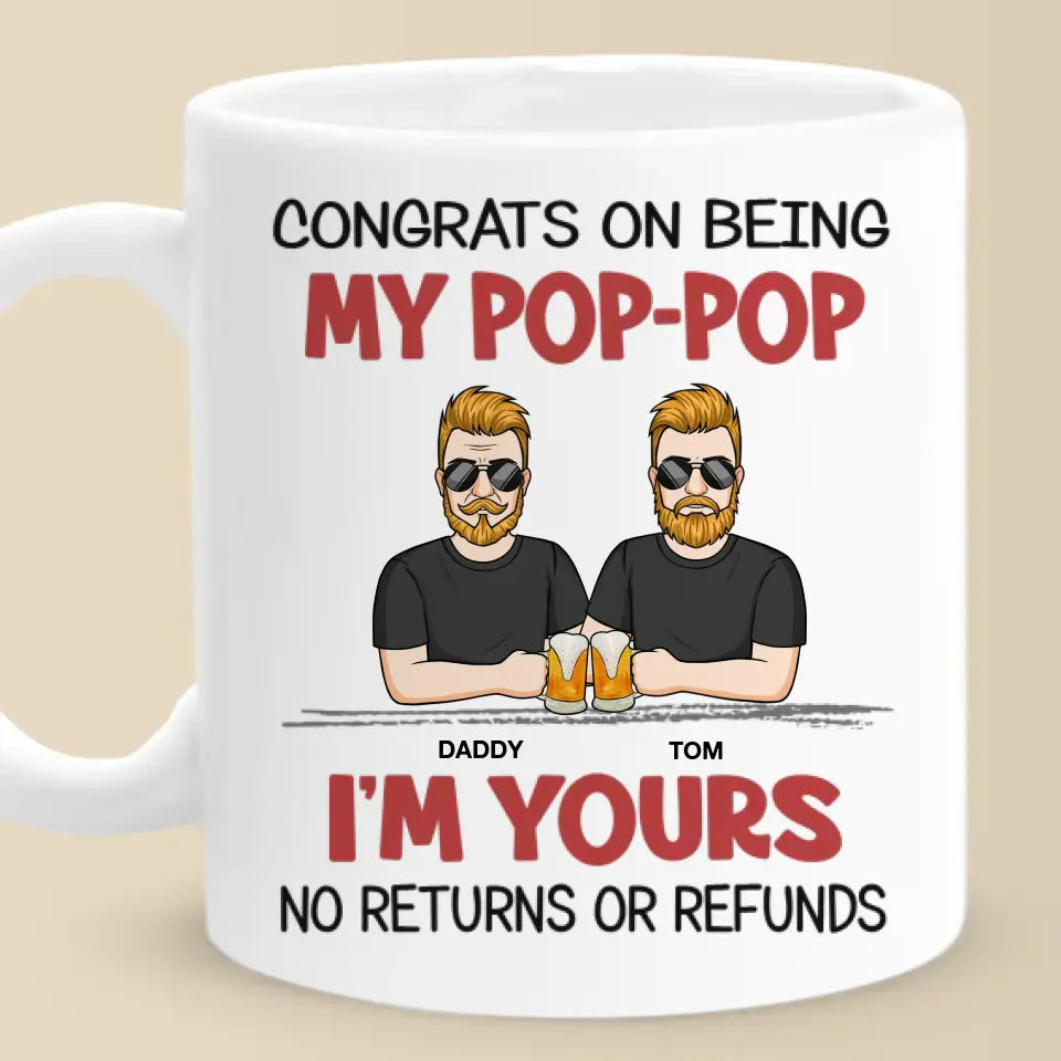 Nous sommes à vous, aucun retour ni remboursement - Tasse personnalisée familiale - Fête des pères, cadeau pour papa, grand-père