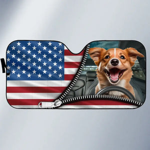 Photo personnalisée : La vie est une grande aventure, vivez-la ! Pare-soleil personnalisé pour pare-brise de voiture, protection de fenêtre de voiture, cadeau pour propriétaires d'animaux et amoureux des animaux.