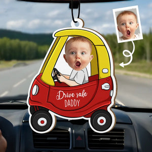 Photo personnalisée Rentrez chez vous en toute sécurité, nous vous aimons - Désodorisant de voiture personnalisé pour la famille - Cadeau pour papa, grand-père