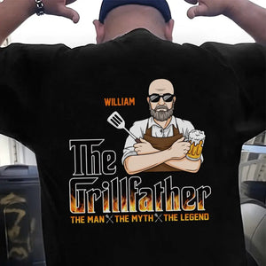 The Grillfather - T-shirt unisexe personnalisé avec imprimé au dos - Cadeau pour la fête des pères