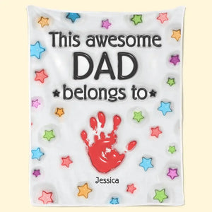 Ce papa génial m'appartient - Couverture familiale personnalisée à effet gonflé 3D - Cadeau pour la fête des pères, papa, grand-père