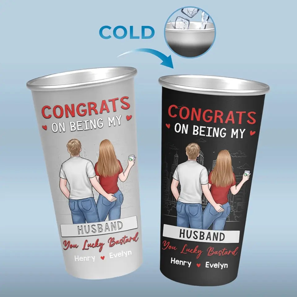 Je t'ennuie pour le reste de ma vie - Tasse personnalisée en aluminium changeant de couleur pour couple - Cadeau pour mari et femme, anniversaire