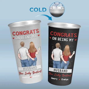 Je t'ennuie pour le reste de ma vie - Tasse personnalisée en aluminium changeant de couleur pour couple - Cadeau pour mari et femme, anniversaire