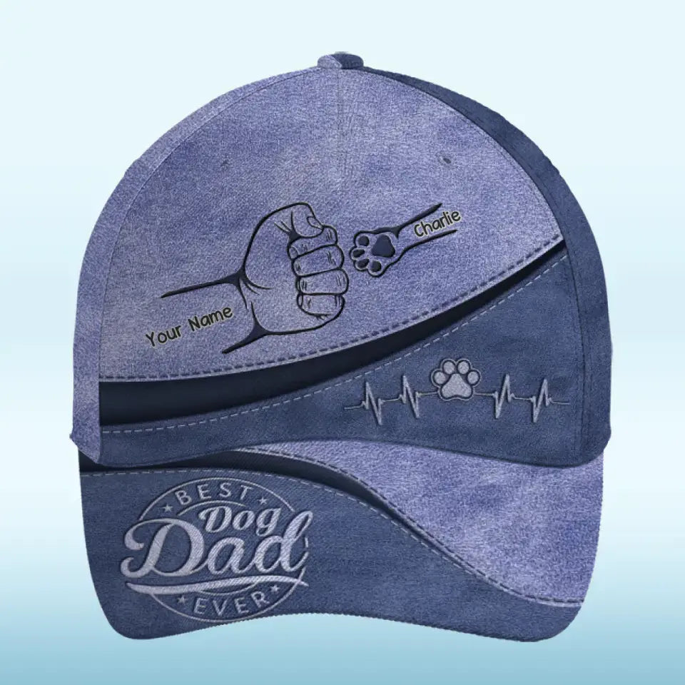 Les chiens laissent des empreintes de pattes sur nos cœurs ! Casquette personnalisée pour chien, casquette classique à imprimé intégral ! Cadeau pour la fête des pères, pour les propriétaires d'animaux et les amoureux des animaux.