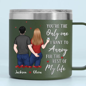 Je t'aime jour après jour - Gobelet personnalisé en acier inoxydable de 14 oz avec poignée - Cadeau pour mari et femme, anniversaire