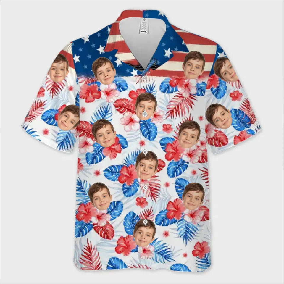 Photo personnalisée C'est l'heure d'été pour notre famille - Chemise hawaïenne tropicale unisexe personnalisée pour la famille - Cadeau de vacances d'été, cadeau pour les membres de la famille