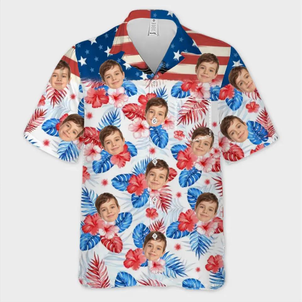 Photo personnalisée C'est l'heure d'été pour notre famille - Chemise hawaïenne tropicale unisexe personnalisée pour la famille - Cadeau de vacances d'été, cadeau pour les membres de la famille