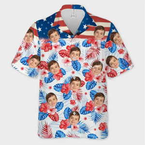 Photo personnalisée C'est l'heure d'été pour notre famille - Chemise hawaïenne tropicale unisexe personnalisée pour la famille - Cadeau de vacances d'été, cadeau pour les membres de la famille