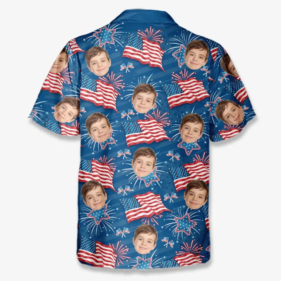 T-shirt hawaïen unisexe personnalisé avec photo pour les vacances en famille - Cadeau idéal pour les vacances d'été