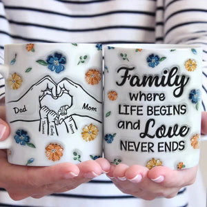 Une famille heureuse n'est qu'un paradis précoce - Mug personnalisé avec effet gonflé 3D - Cadeau pour les membres de la famille