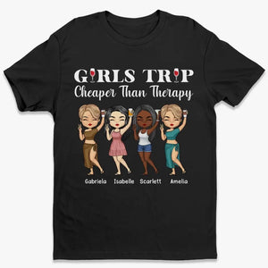 Voyage entre filles, moins cher qu'une thérapie - T-shirt unisexe personnalisé, sweat à capuche, sweat-shirt - Cadeau de vacances d'été pour meilleures amies, meilleures amies, sœurs