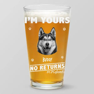 Verre à bière personnalisé avec photo « Je travaille jusqu'à l'heure de la bière » - Cadeau pour propriétaires et amoureux des animaux