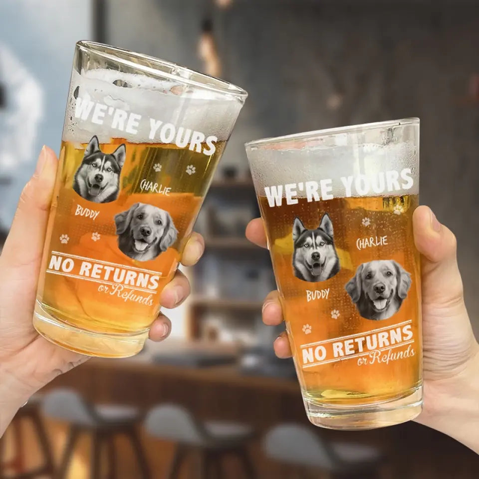 Verre à bière personnalisé avec photo « Je travaille jusqu'à l'heure de la bière » - Cadeau pour propriétaires et amoureux des animaux