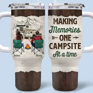 Trouvez la joie dans le voyage - Gobelet personnalisé en acier inoxydable de 40 oz avec poignée - Cadeau pour les amateurs de camping