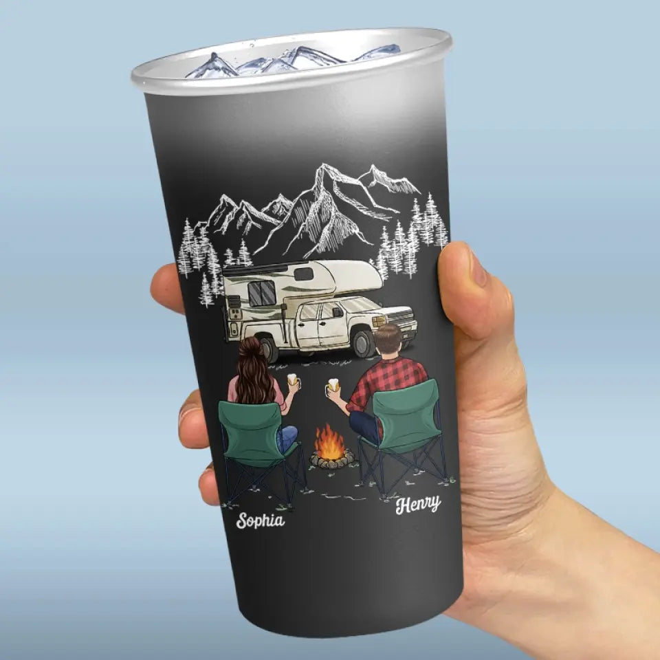 Créez des souvenirs, un emplacement de camping à la fois ! Tasse de camping personnalisée en aluminium à changement de couleur ! Cadeau pour couple, mari, femme, amoureux du camping.