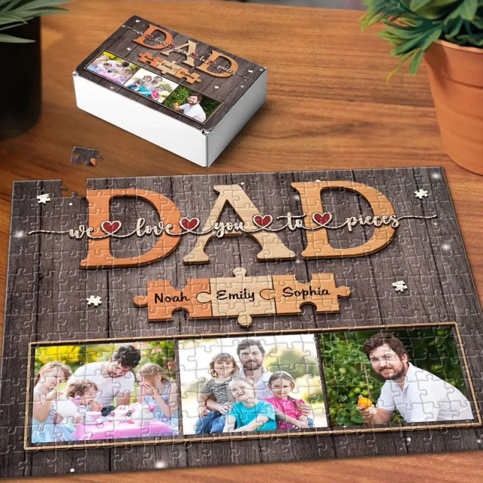 Puzzle personnalisé avec photo de famille : l'amour commence ! Cadeau pour la fête des pères, papa ou grand-père