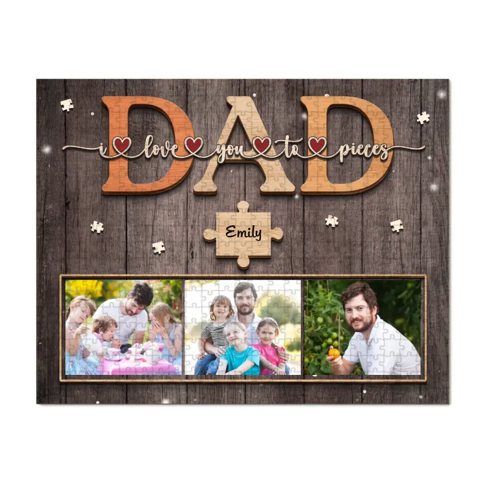 Puzzle personnalisé avec photo de famille : l'amour commence ! Cadeau pour la fête des pères, papa ou grand-père