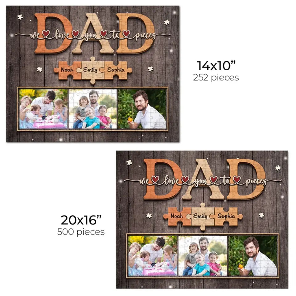 Puzzle personnalisé avec photo de famille : l'amour commence ! Cadeau pour la fête des pères, papa ou grand-père