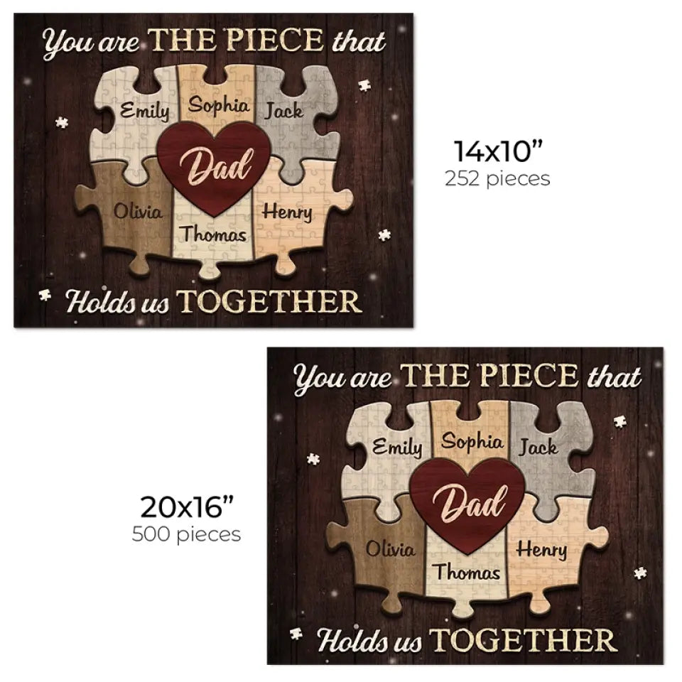 Tu es le cœur de notre famille - Puzzle personnalisé pour la famille - Fête des pères, cadeau pour papa, grand-père