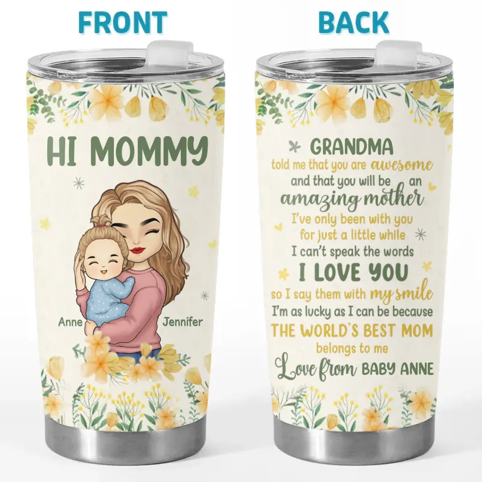 La meilleure maman du monde m'appartient - Gobelet personnalisé pour la famille - Cadeau pour la fête des mères, la baby shower, la première maman