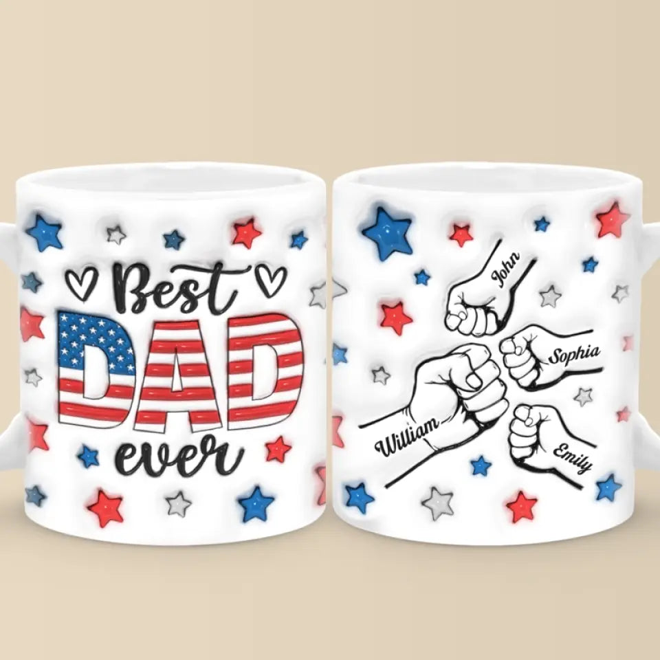 La famille signifie que personne n'est laissé pour compte - Mug personnalisé avec effet gonflé 3D - Cadeau pour la fête des pères