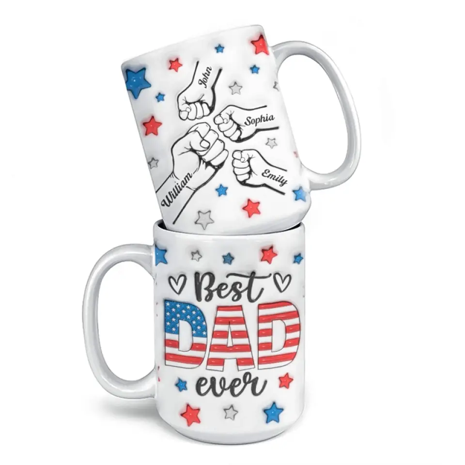 La famille signifie que personne n'est laissé pour compte - Mug personnalisé avec effet gonflé 3D - Cadeau pour la fête des pères