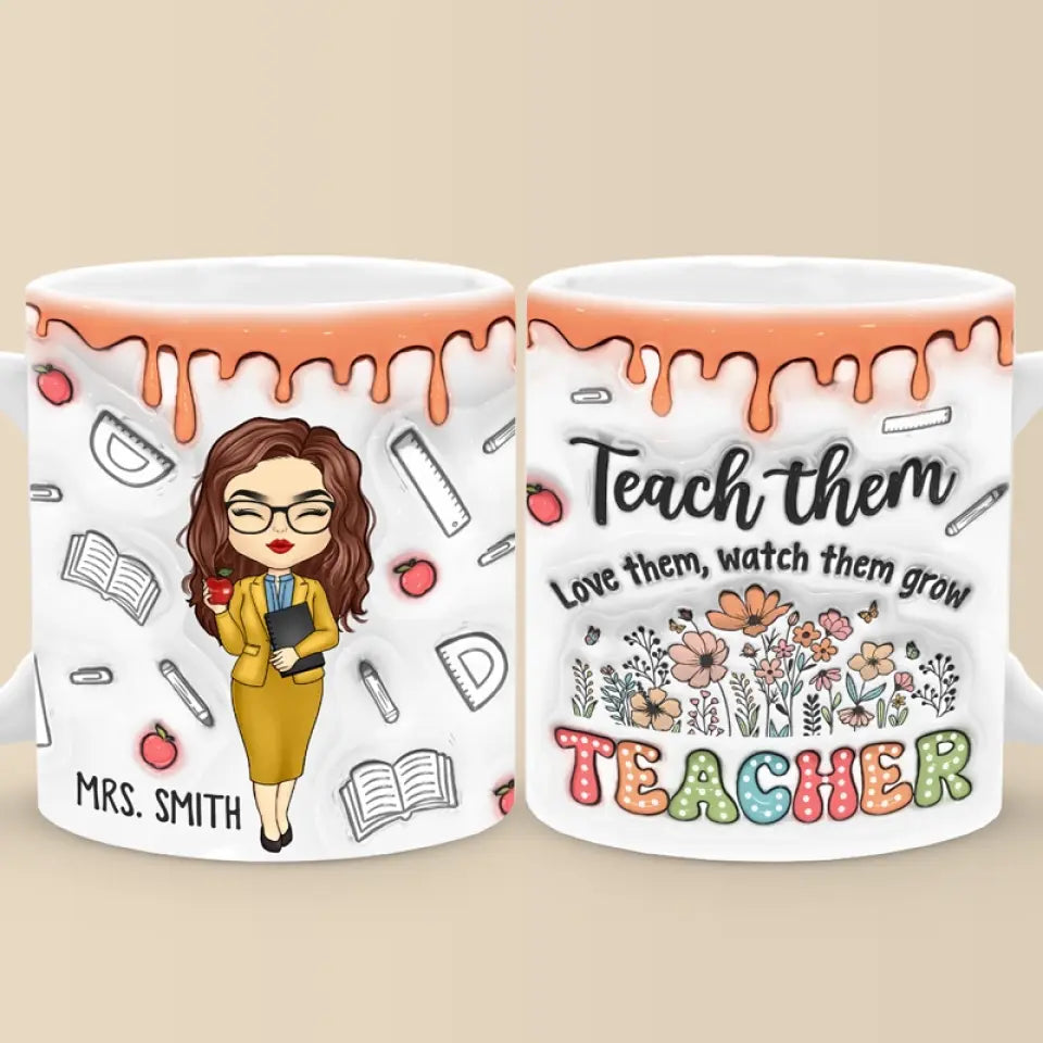 L'enseignement est mon super pouvoir - Mug personnalisé avec effet gonflable 3D - Cadeau pour enseignant