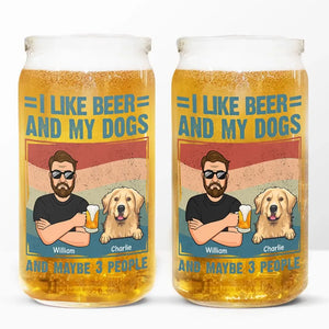 J'aime la bière et mes chiens - Tasse en verre personnalisée pour chien, tasse à café glacé - Cadeau pour les propriétaires d'animaux et les amoureux des animaux