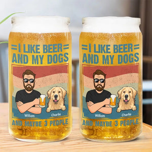 J'aime la bière et mes chiens - Tasse en verre personnalisée pour chien, tasse à café glacé - Cadeau pour les propriétaires d'animaux et les amoureux des animaux