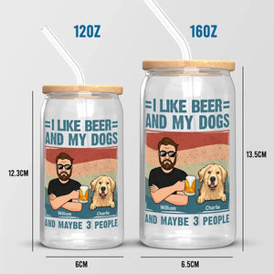 J'aime la bière et mes chiens - Tasse en verre personnalisée pour chien, tasse à café glacé - Cadeau pour les propriétaires d'animaux et les amoureux des animaux