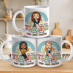 Enseignant plante des graines qui poussent éternellement - Mug personnalisé 3D à effet gonflé - Cadeau pour enseignant