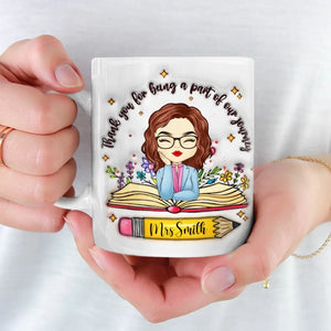 Merci de faire partie de notre voyage - Mug personnalisé à effet gonflé 3D pour enseignant - Cadeau pour enseignant