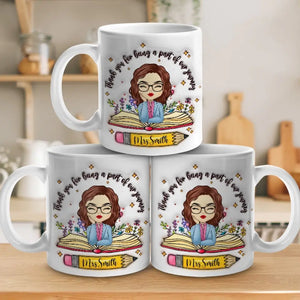 Merci de faire partie de notre voyage - Mug personnalisé à effet gonflé 3D pour enseignant - Cadeau pour enseignant