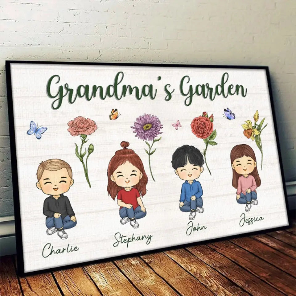 L'amour d'une grand-mère est éternel - Affiche horizontale personnalisée pour la famille - Cadeau pour grand-mère