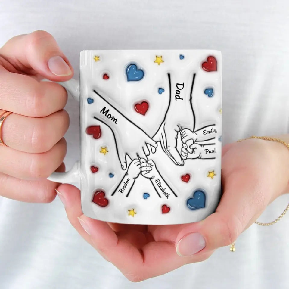 La famille est là où l'amour ne finit jamais - Mug personnalisé avec effet gonflé 3D - Cadeau pour les membres de la famille