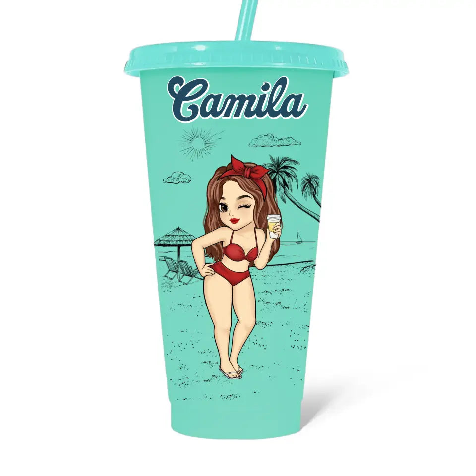 C'est l'heure des vacances - Tasse personnalisée à changement de couleur pour meilleure amie - Cadeau de vacances d'été, cadeau de fête d'anniversaire à la piscine pour meilleures amies, meilleures amies, sœurs