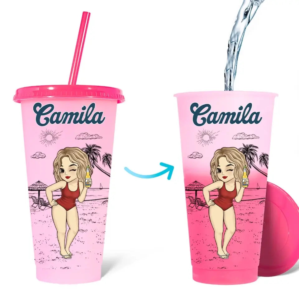 C'est l'heure des vacances - Tasse personnalisée à changement de couleur pour meilleure amie - Cadeau de vacances d'été, cadeau de fête d'anniversaire à la piscine pour meilleures amies, meilleures amies, sœurs