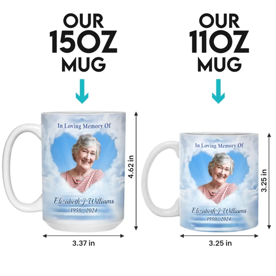 Photo personnalisée : votre esprit perdure ! Mug personnalisé commémoratif ! Cadeau de condoléances pour les membres de la famille.