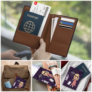 J'ai suivi mon cœur et j'ai fini dans l'avion - Étui de passeport personnalisé pour voyage, porte-passeport - Cadeau de vacances, cadeau pour les amateurs de voyages d'aventure