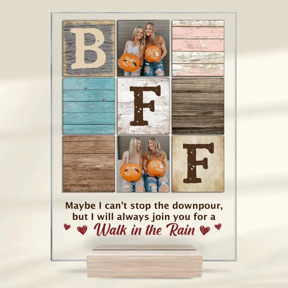 Photo personnalisée « Notre amitié est infinie » - Plaque rectangulaire en acrylique personnalisée pour meilleure amie - Cadeau pour meilleures amies, meilleures amies, sœurs