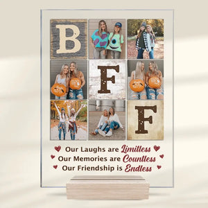 Photo personnalisée « Notre amitié est infinie » - Plaque rectangulaire en acrylique personnalisée pour meilleure amie - Cadeau pour meilleures amies, meilleures amies, sœurs