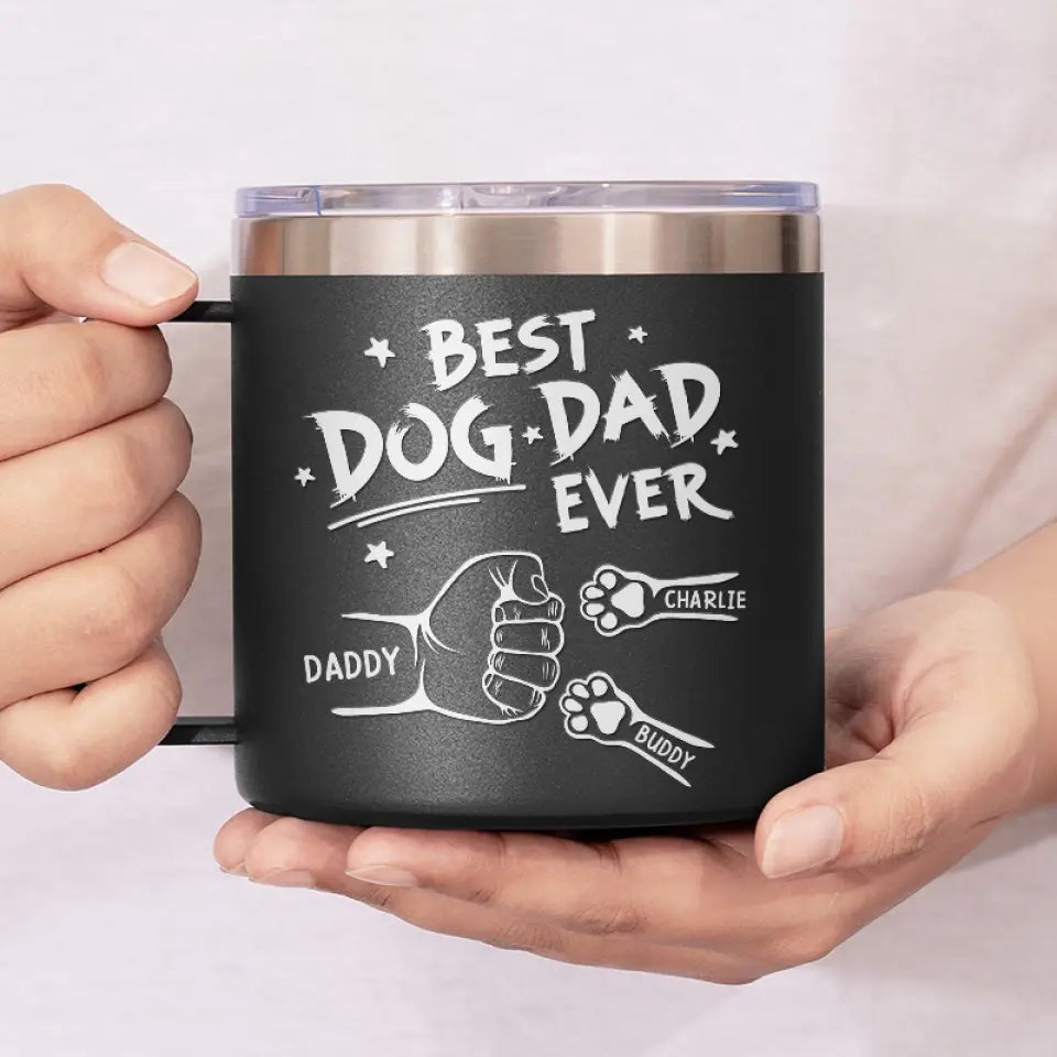 Au papa le plus adorable que je connaisse - Gobelet personnalisé en acier inoxydable de 14 oz avec poignée pour chien et chat - Cadeau pour propriétaires et amoureux des animaux