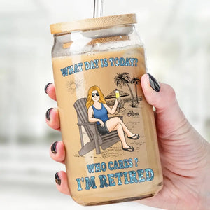Une personne heureuse le lundi - Tasse en verre personnalisée, tasse à café glacé - Appréciation, cadeau de retraite pour collègues, amis de travail, collègues
