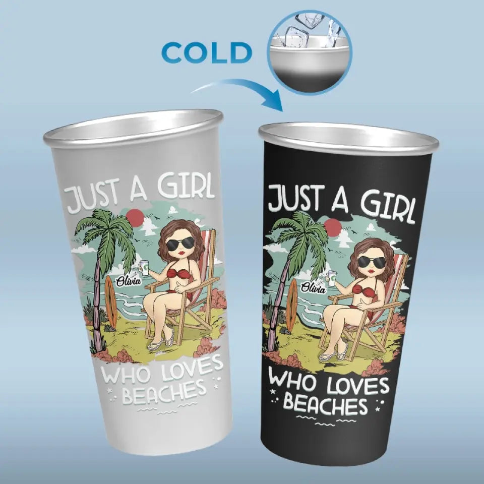 La vie est meilleure à la plage - Tasse personnalisée en aluminium changeant de couleur - Cadeau de vacances d'été pour les meilleures amies, les meilleures amies et les sœurs